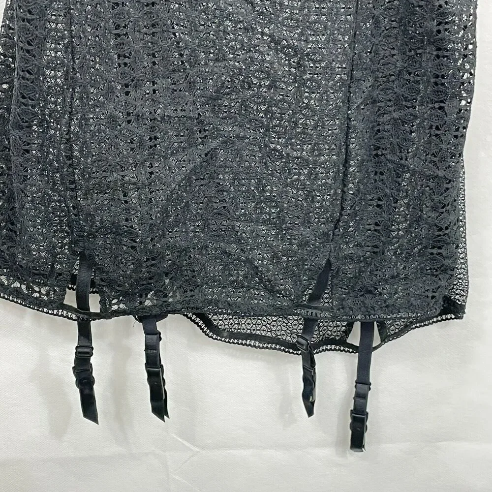 Victoria Secret women's lace bustier 36C slip lingerie garter dress nightwear